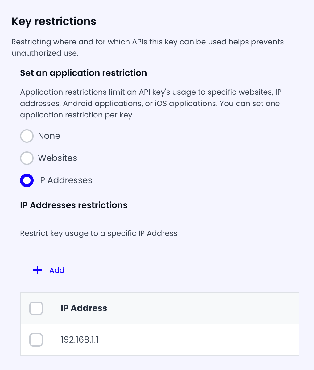 API Key Restrictions