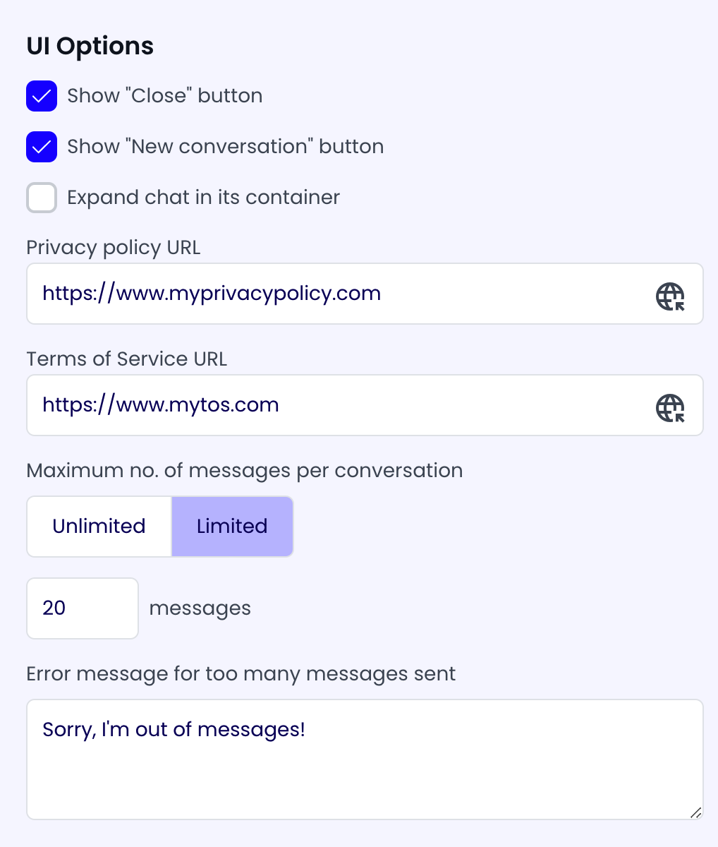 API Key UI Options