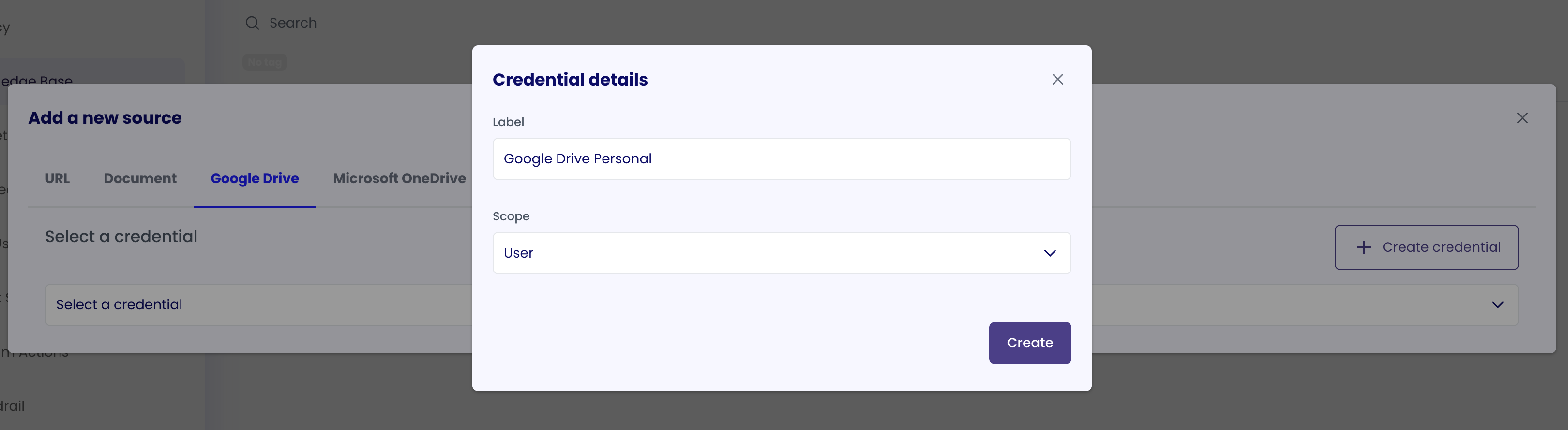 Create Credential Modal