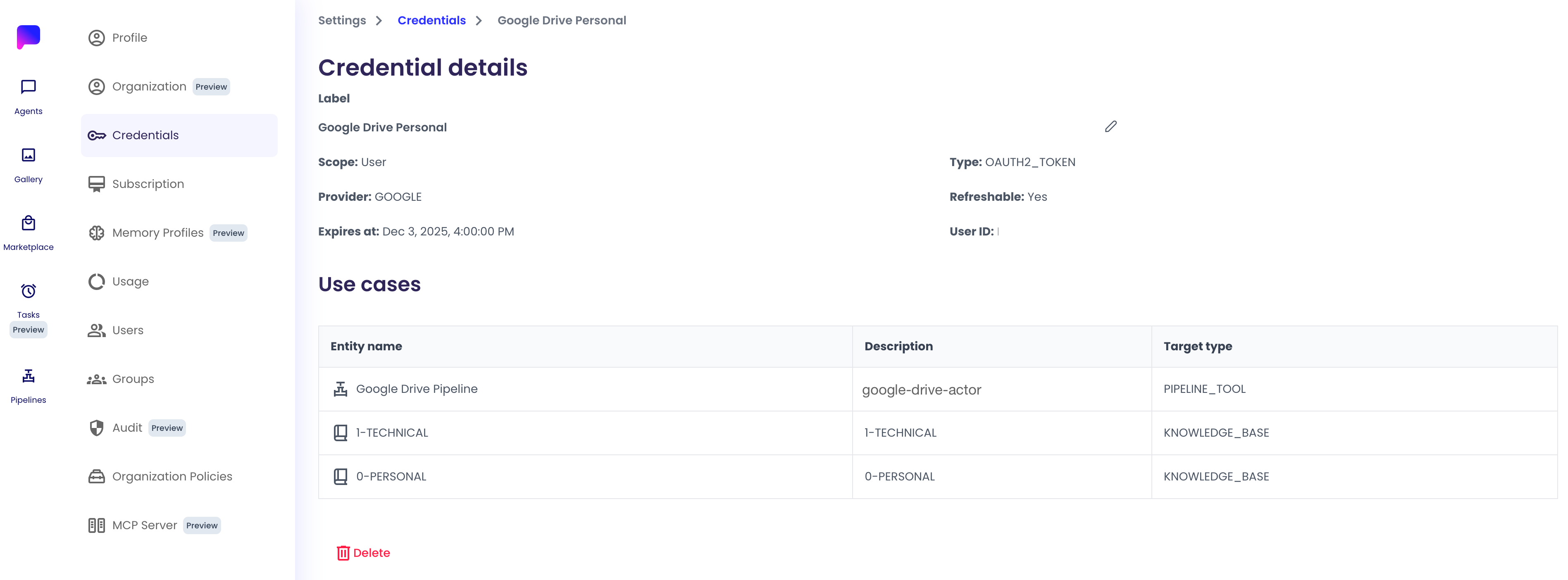 Credential Use Cases - Knowledge Base and Pipeline