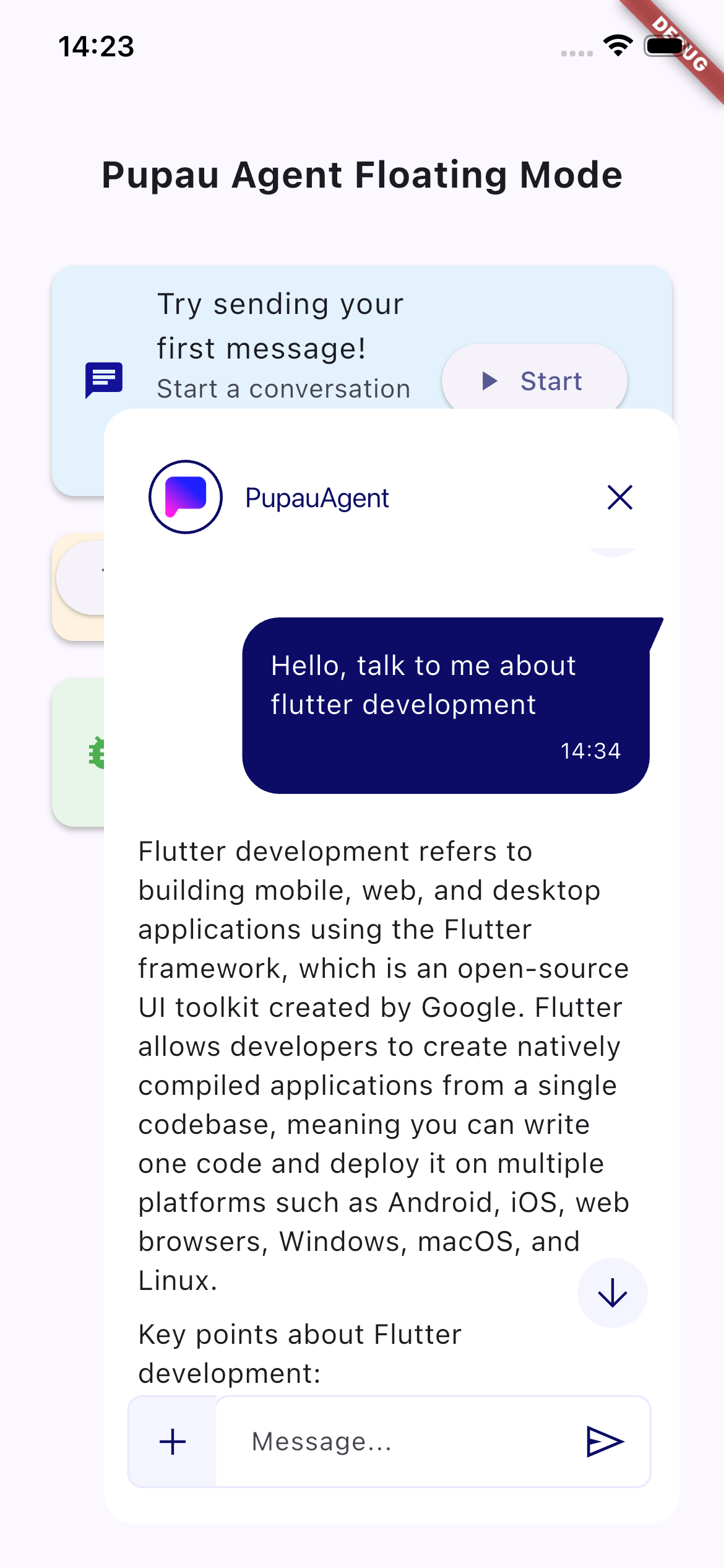 Pupau Agent in Floating Mode