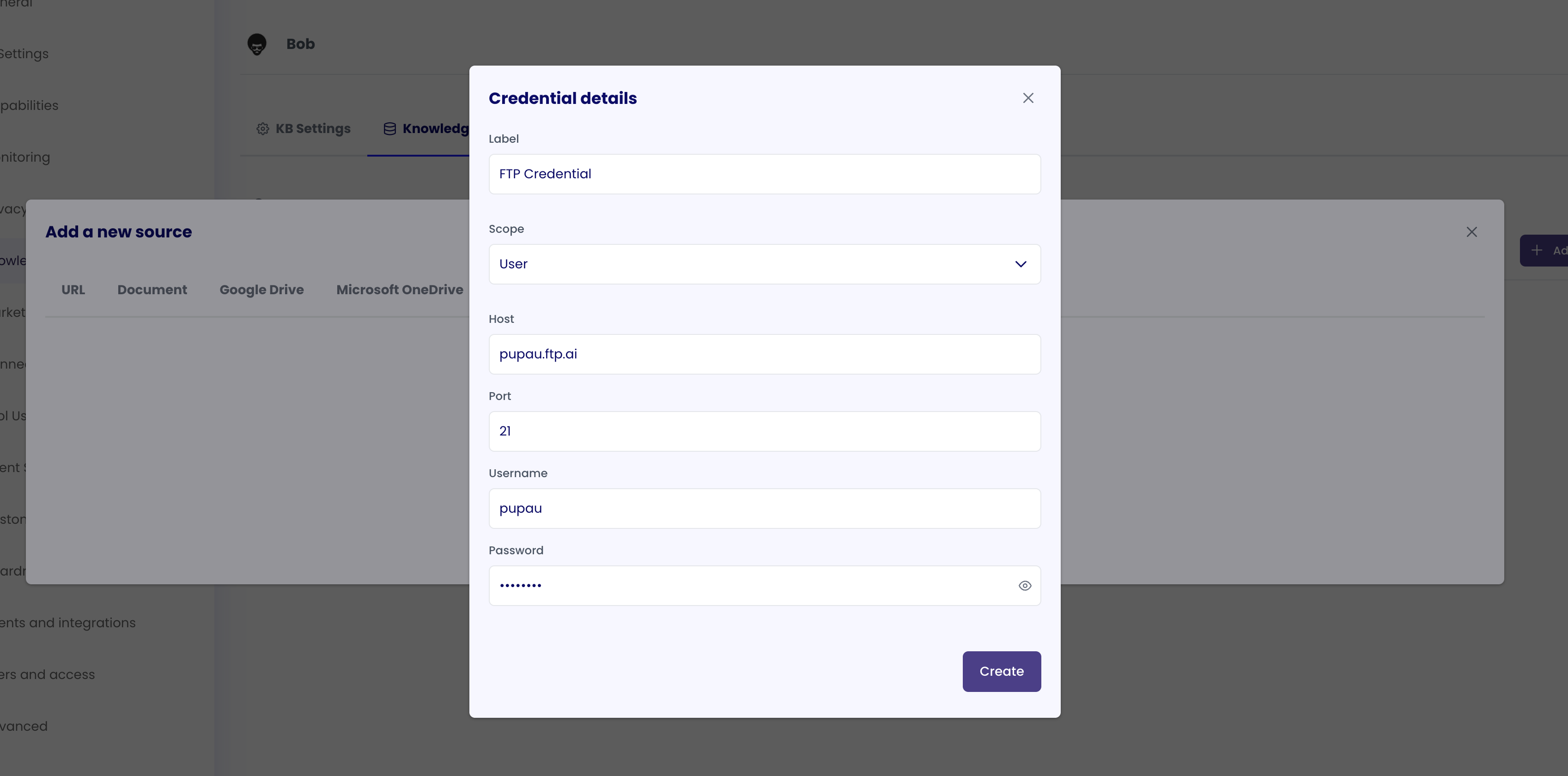 FTP Connection String Credential