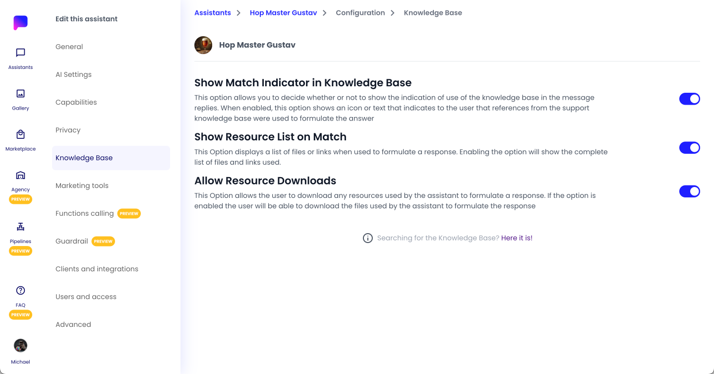 Knowledge Base Settings