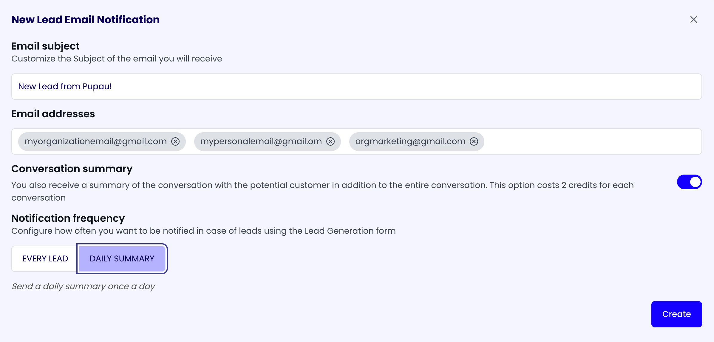 New Lead Email Notification