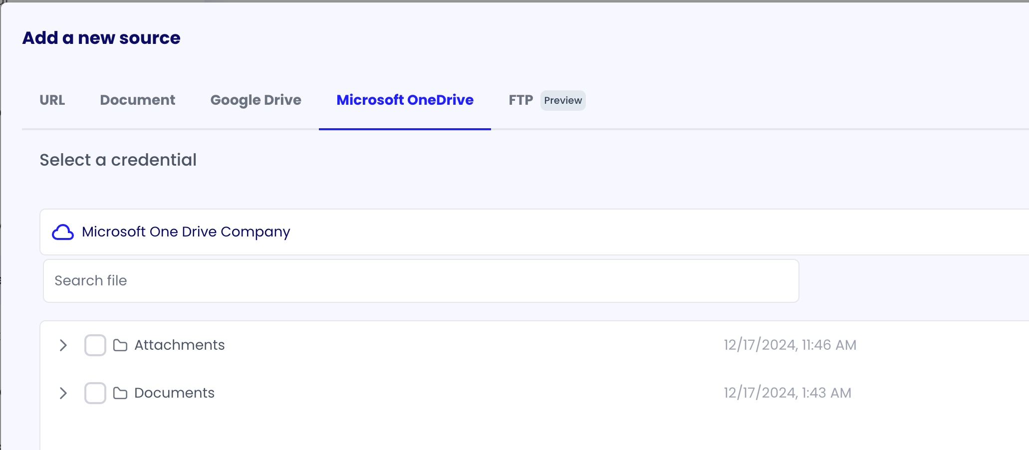 OneDrive File Selection