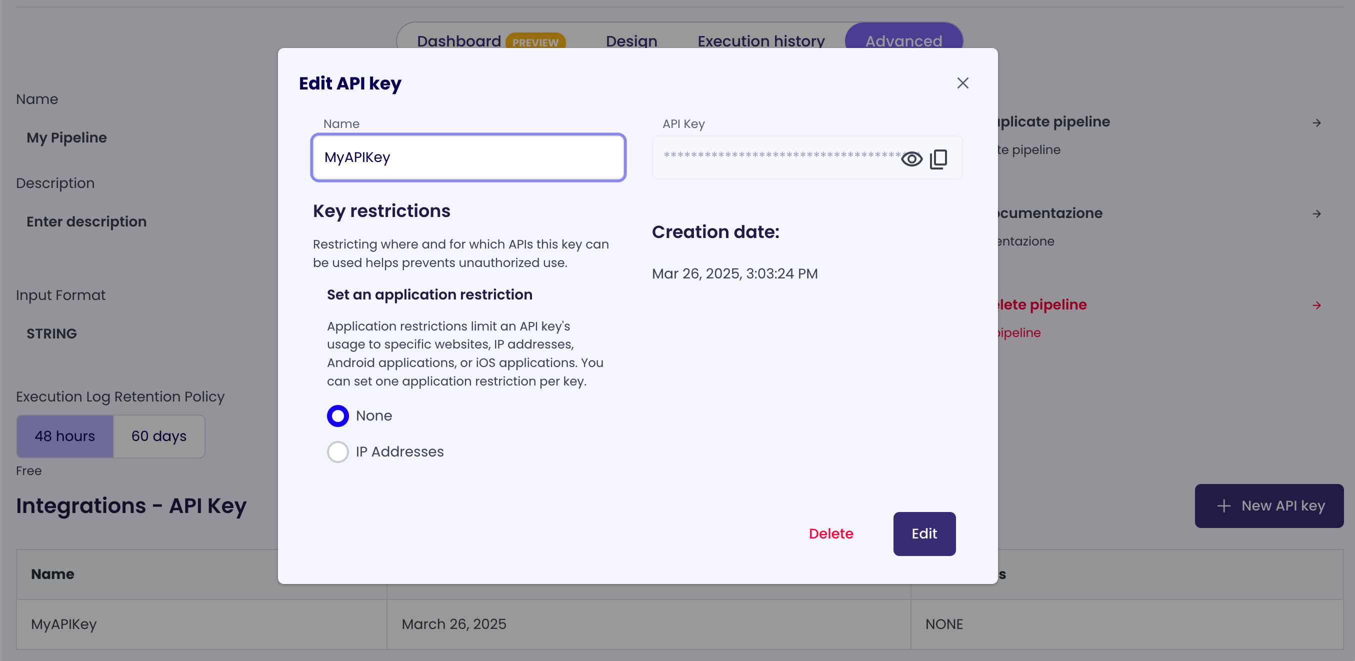 Pipeline API Key