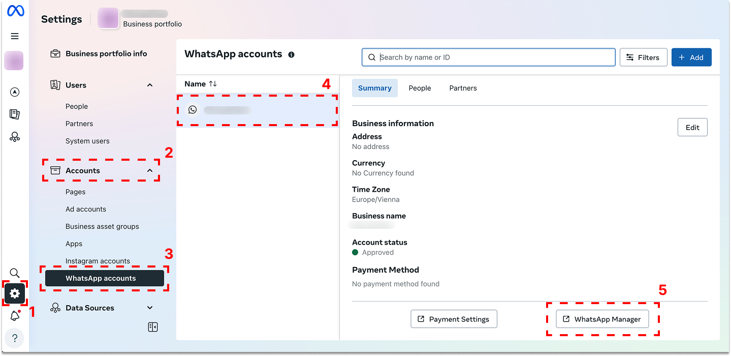 WhatsApp Connector Manager Button